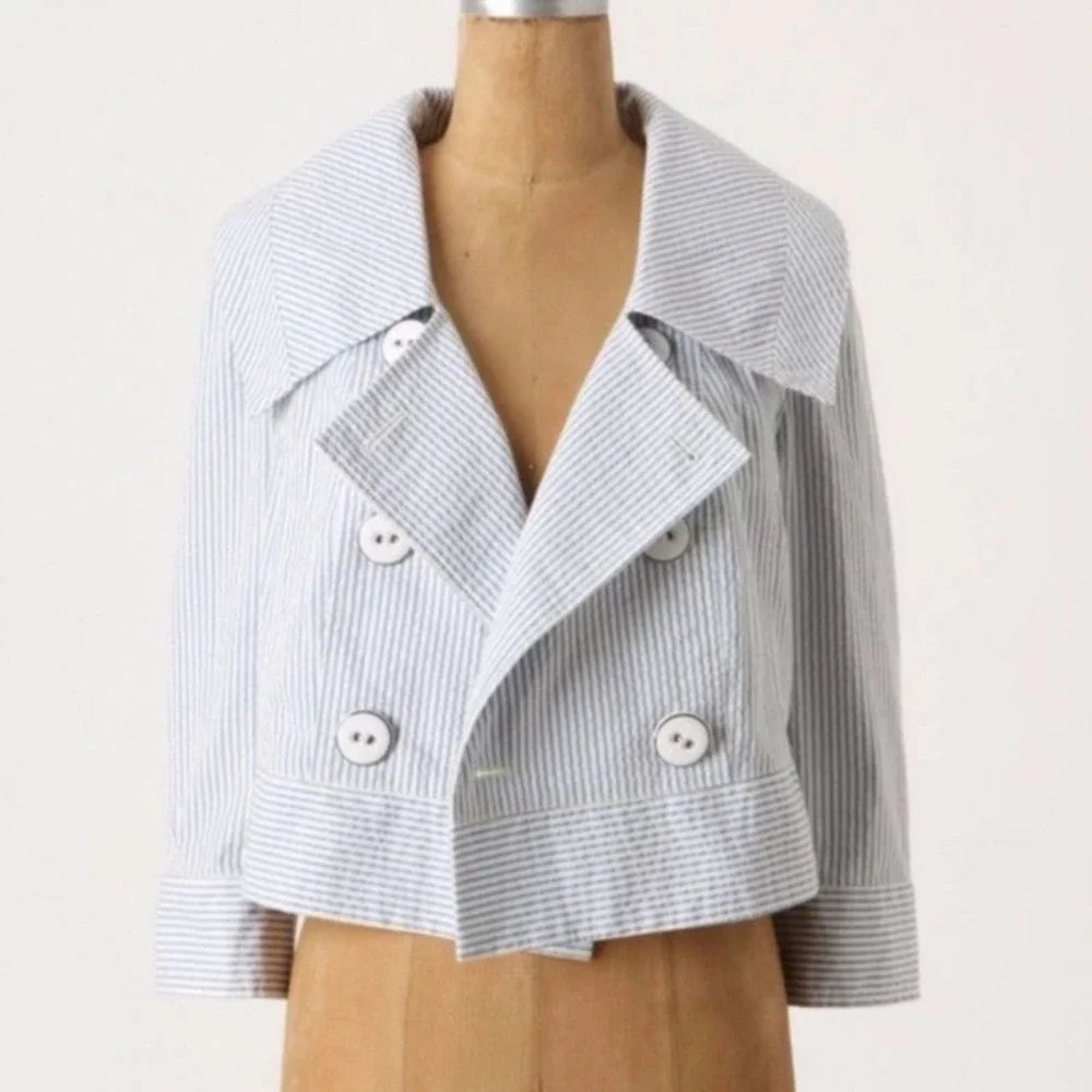 Anthropologie Daughters Of The Liberation Thursday Stripe Crop Jacket Size 00